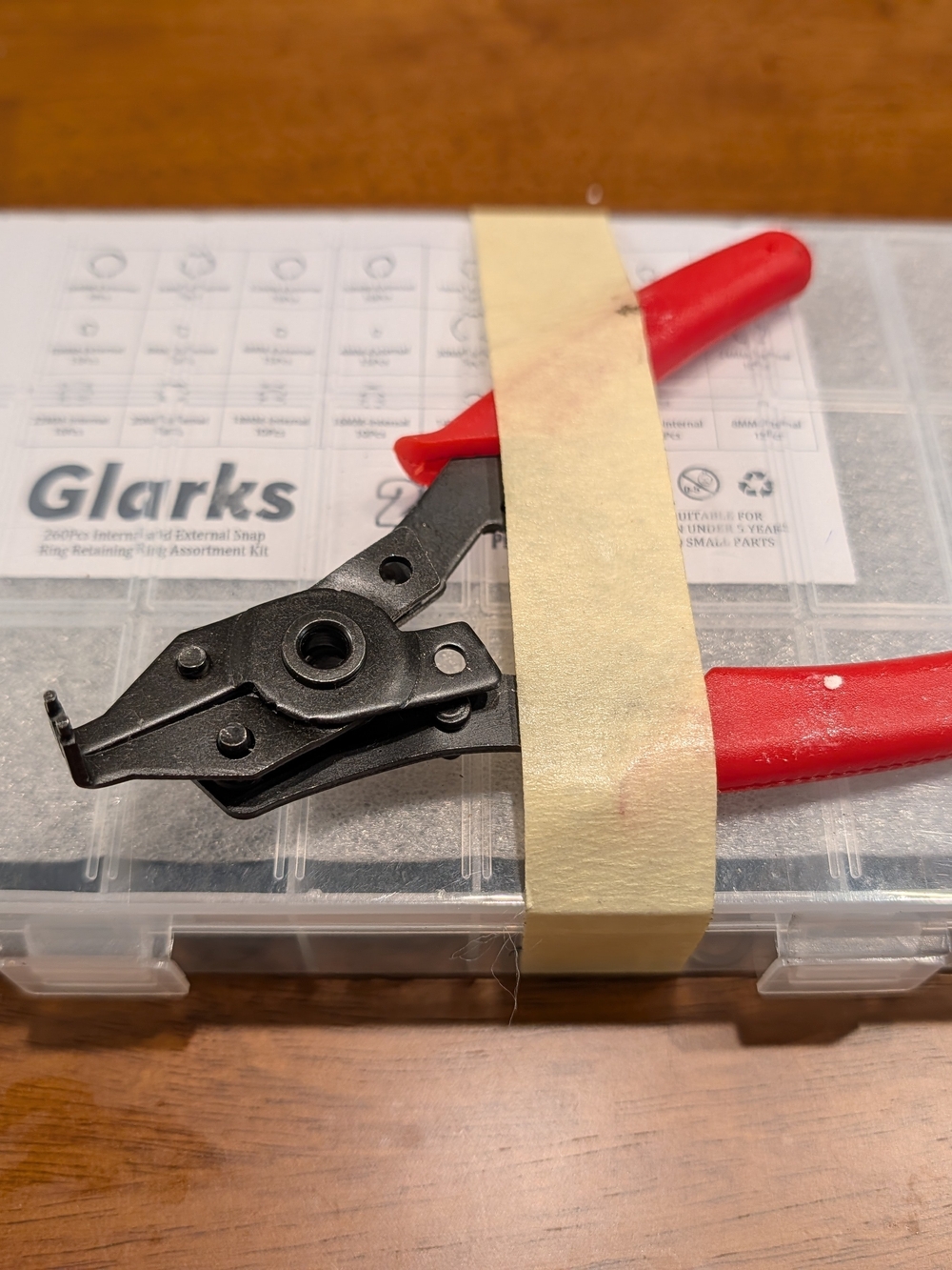 Red-Handled Metal Snap Pliers And Retainer Ring Set